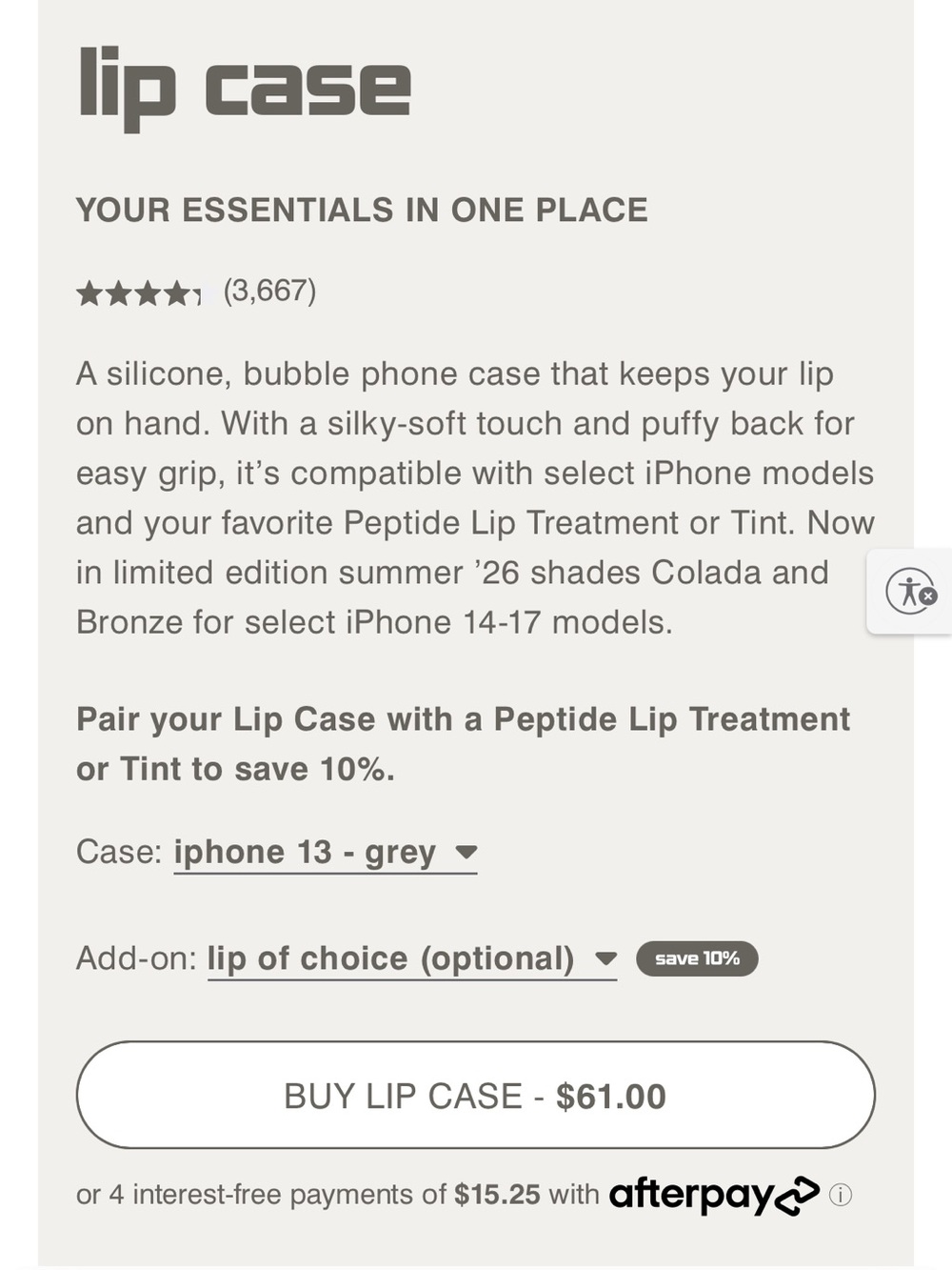 Authentic Rhode Lip Case for iPhone 13 Gray - Picture 4 of 4